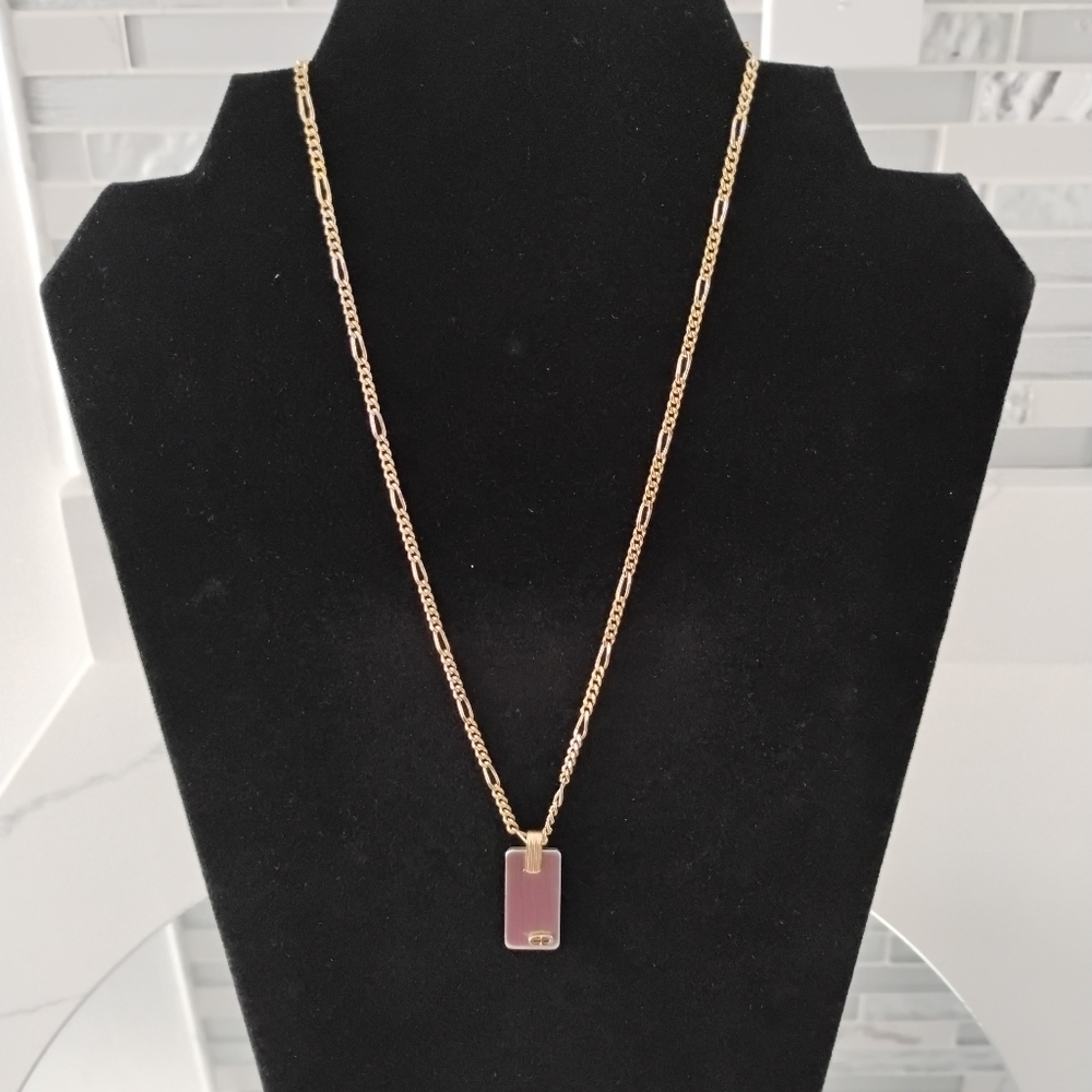 Dior Gold-Toned Necklace w/Silver & Gold Pendant
